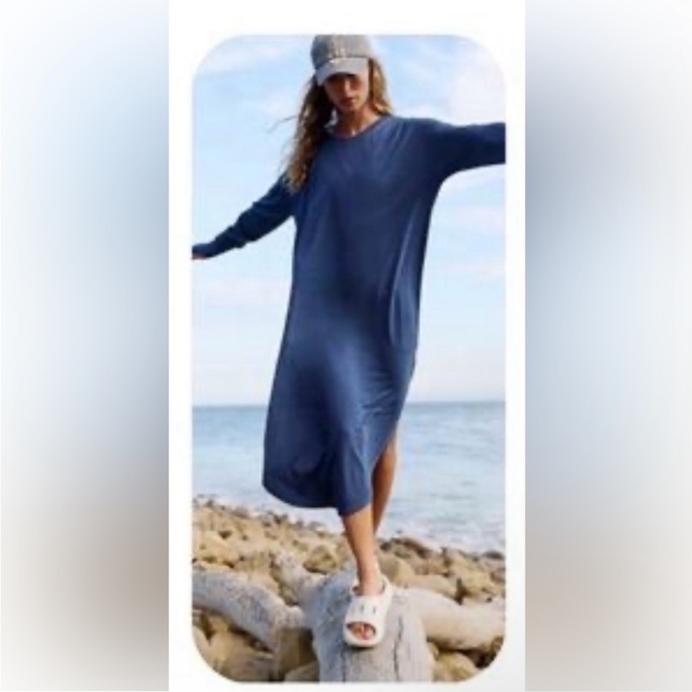 Free People Blue Long Sleeve Dress NWT